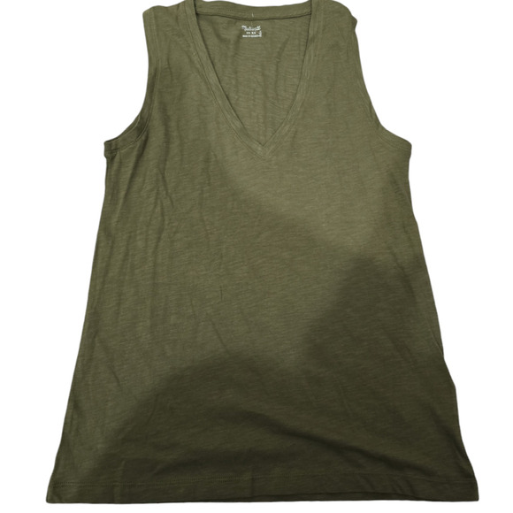 Madewell whisper Cotton Neck Sleeveless Tee Size XXSMALL Army Green - Picture 1 of 4